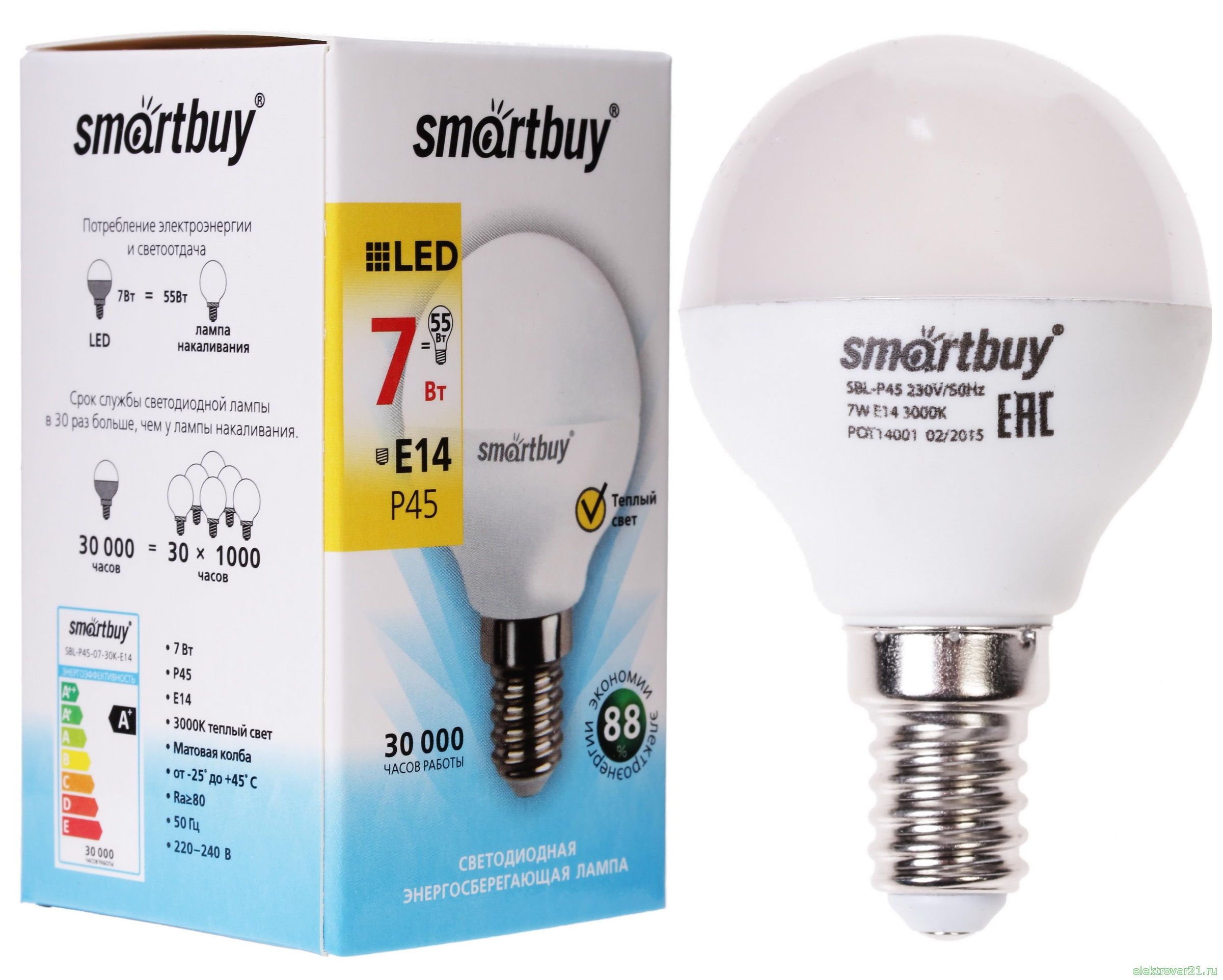 Светодиодная энергосберегающая лампа Smartbuy LED